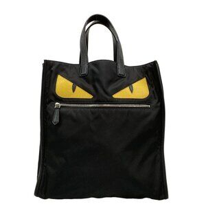FENDI Bag Bugs 7VA367 Black Yellow Nylon Leather Tote Bag